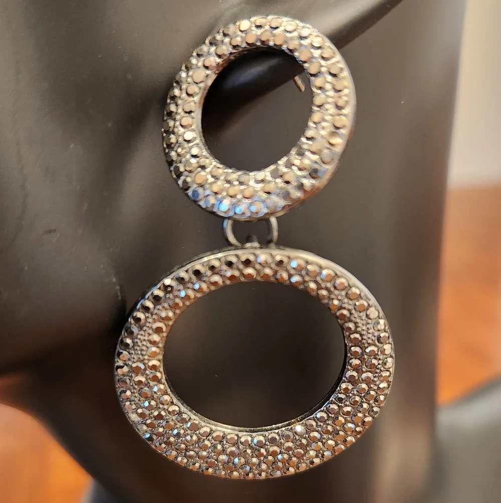 Rhinestone Double Hoop Earrings